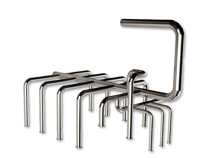 Modelo tridimensional de rede de ventilação de emergência.